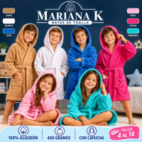 MARIANA K BATA DE TOALLA INFANTIL CON CAPUCHA PURO ALGOD. T10/12